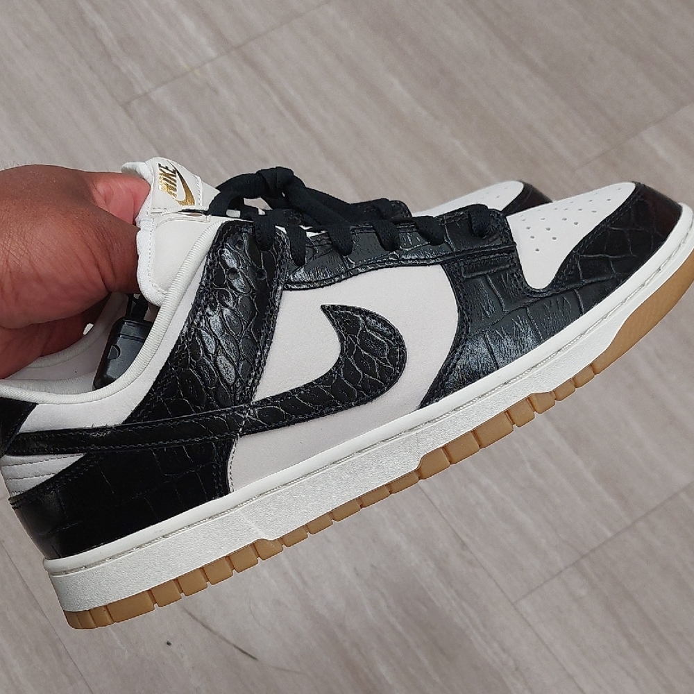 Nike Black and White Sneakers with Croc Texture